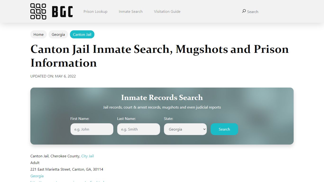 Canton Jail Inmate Search, Mugshots, Visitation, Phone no ...